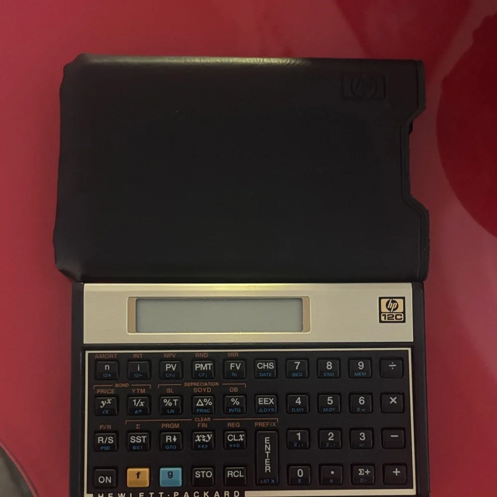 HP Hewlett-Packard Black and Gold Financial Calculator (Vintage Style)